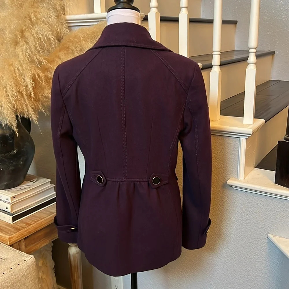 Express | Purple Plum Wool Pea Coat Size SP - Picture 5 of 7